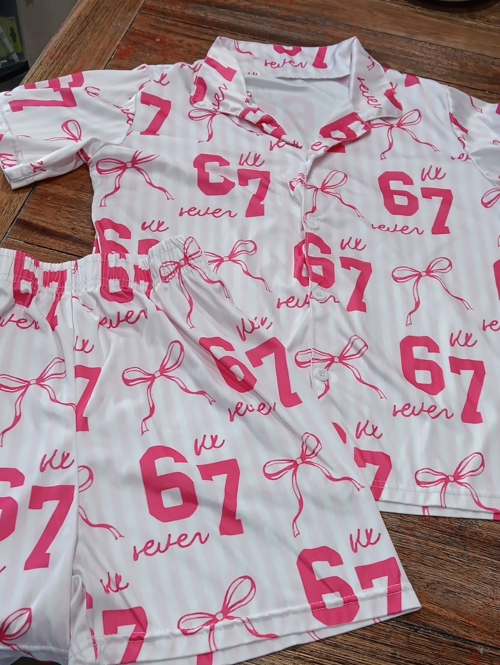 Kids Pink Number 67 Pajama Set - Brand